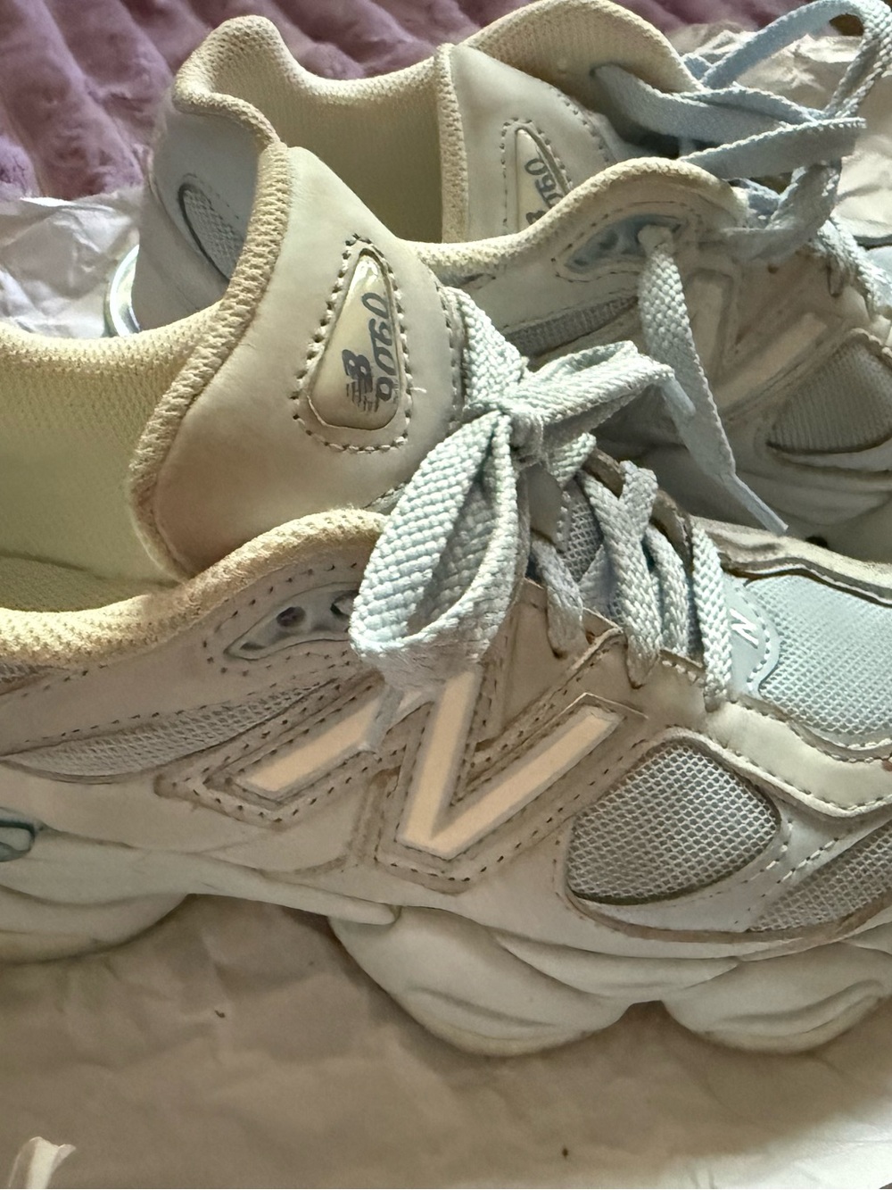 New Balance Women's Pastel Blue 9060 Sneakers - Picture 5 of 7